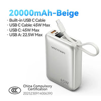 Cargador Portátil 20.000mAh 45W Carga Rápida